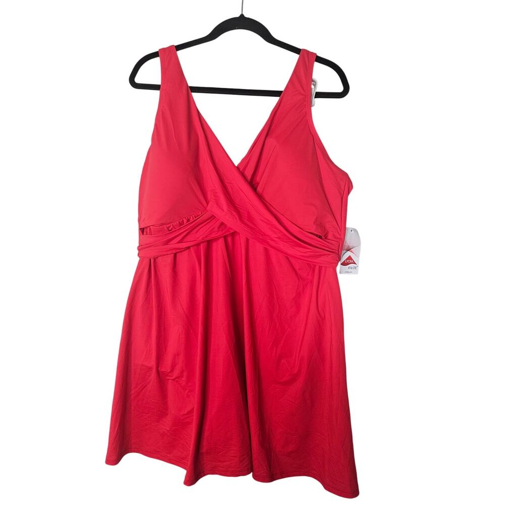 NEW Lands End 24W Red Swimsuit Dress Beach Pool Coastal Skirted Casual - Picture 2 of 6